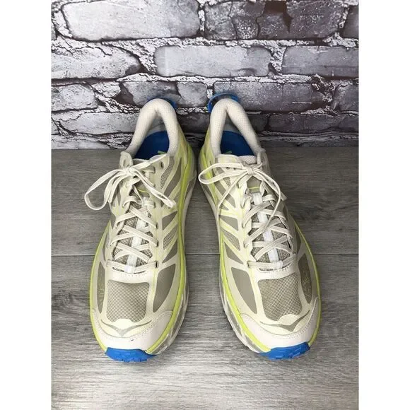 Hoka One Mafate Speed 2 Eggnog Gray Mesh Neon Yellow Running Men 14M US/49 1/3EU